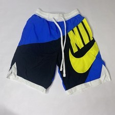 Vintage Nike Nylon Shorts Mesh Lined Big Swoosh Logo Men's Size Small S Blue