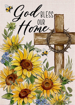 Christian God Bless Our Home Decorative Garden Flag, Religious Spring Summer Eas
