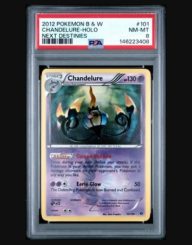 Pokemon Chandelure Next Destinies Holo Secret Rare #101 PSA 8