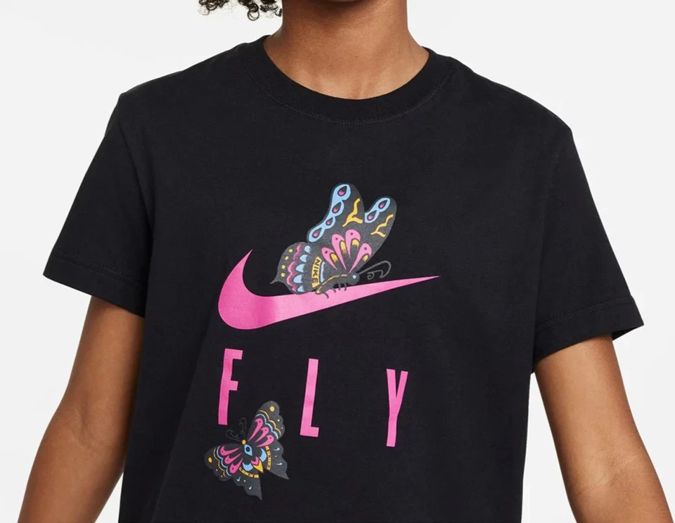 Camiseta Nike (Niños) Niña Negra Multi "Vuela" Estampado Butrerflies (HQ8017-010) Talla L Foto 2 de 4