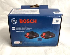 (2) BOSCH 18V 4.0 Ah Batteries GBA18V40-2PK (New In Retail Packaging) NEW)