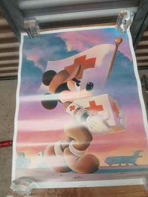 1980s Walt Disney World's 20''×26'' Mickey Mouse American Red Cross Poster