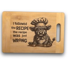 Highland Cow Fun Engraved Bamboo Chopping Board Gift Idea Homedecor Kitchenware 