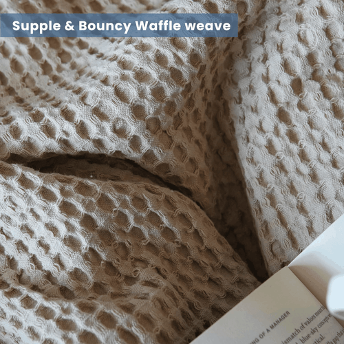 The Fine Living Co. 100% Cotton Waffle Weave Throw Blanket Lightweight Soft - Picture 3 of 7