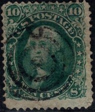États-Unis 1861 Mi. 20 Oblitéré 40% 10. C, Washington, célébrités