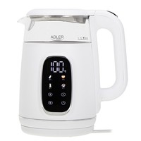 Adler Wasserkocher 1,7L Mit Temperatureinstellung Weiß/Silber 2200W Ad 1305Ws