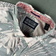Reyn Spooner Button Down Shirt Mens XXL Purple Grey Tropical Leaf Cotton Aloha