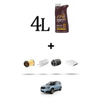 Hoffcar Wartungsset 4 Filter Und 4L ÖL FüR Skoda Yeti (5L) 1.2 Tsi 77Kw Ab 20