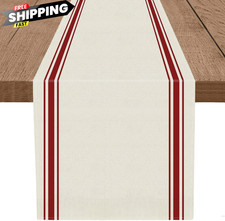 Christmas Table Runner Simple Stripe 13 apos; apos; X72 apos; apos;, Red