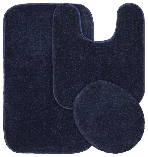 Gramercy Plush Polypropylene Washable Bath Rug Set, 3 Piece (Toilet Lid Cover...