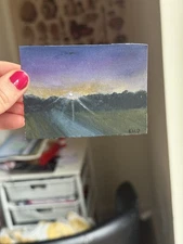 ACEO Original Landscape Art Card Acrylic/Canvas Hand Painted 2.5 In x3.5 In