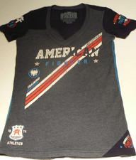 American Fighter S small black"V" tee, muted red/white/blue lettering,Affliction