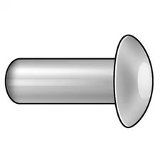 Zoro Select Tsc0606-9-100 Semi-Tubular Rivet, Oval Head, 3/32 In Dia., 3/16 In,