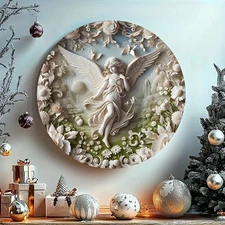 Round Carved Aluminum Wall Art 8x8 Inch