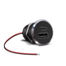 12V USB Outlet All-Aluminum QC 3.0 USB-A USB-C PD3.0 Dual Small Version