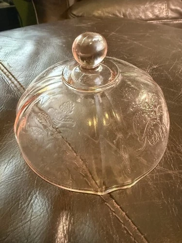 Indiana Pink Depression Glass Madrid Butter Dish Lid Only Excellent Condition