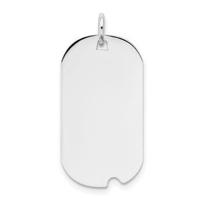 14k White Gold Plain 24.5x13.2mm .011 Gauge Engravable Dog Tag w/Notch Disc