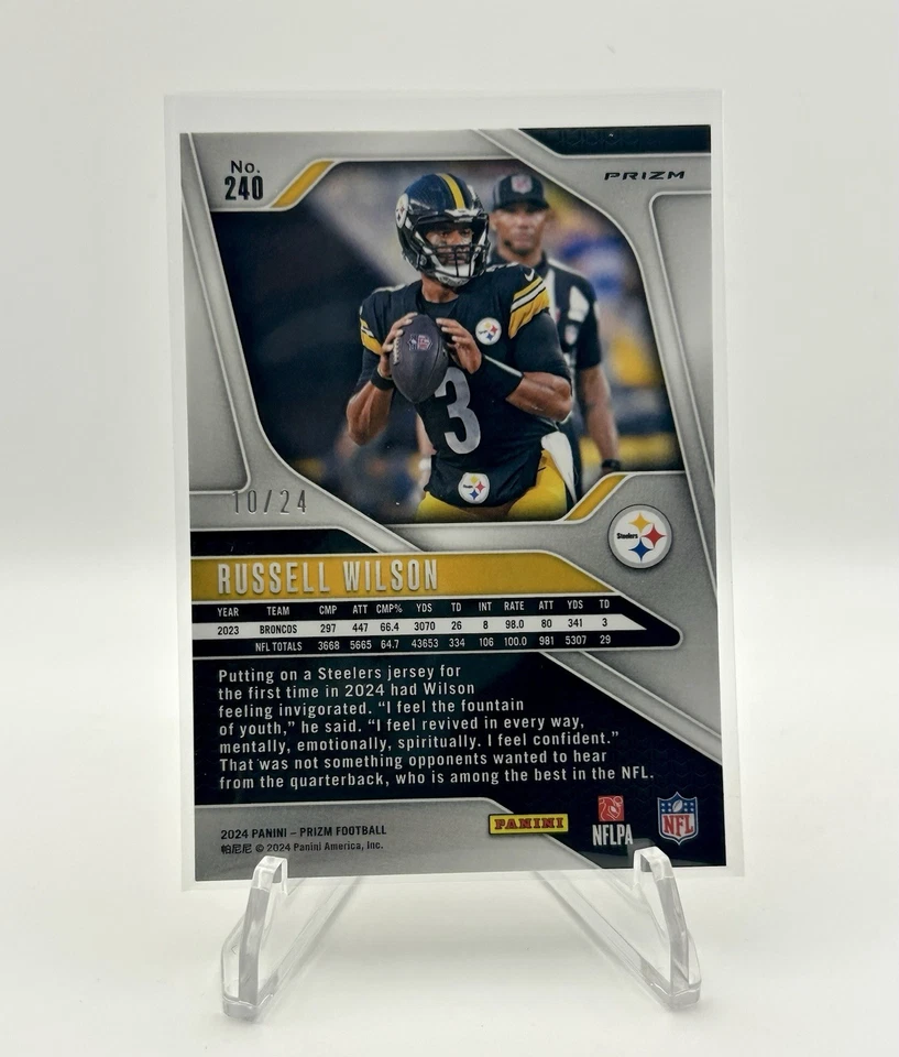 Panini Prizm Russell Wilson Gold Sparkle 2024/24 Steelers Mint SSP Foto 2 de 2