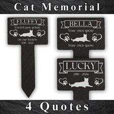 Personalised Cat Pet Engraved Memorial Slate Grave Marker Stake Plaque Loss Gift
