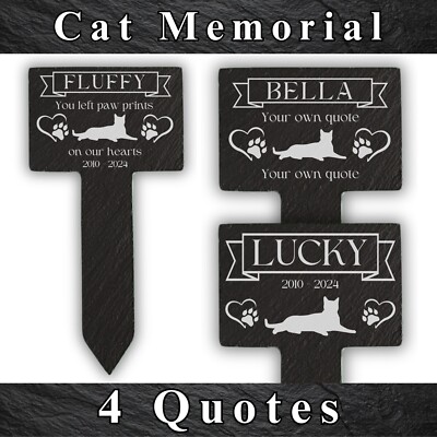 Personalisierte Katze Denkmal Haustier graviert Schiefer Grabmal Pfahl Plakette Verlust Geschenk