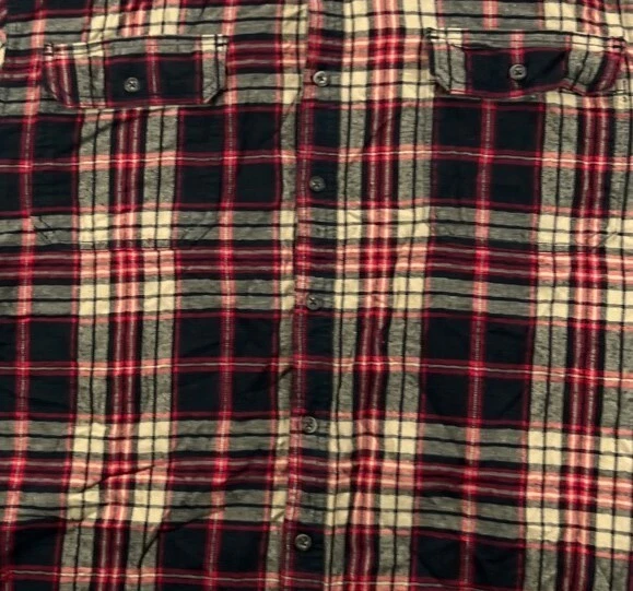 Camisa de franela a cuadros para hombre 50 2XL negra roja con botones descolorida gloria grunge punk Foto 4 de 4