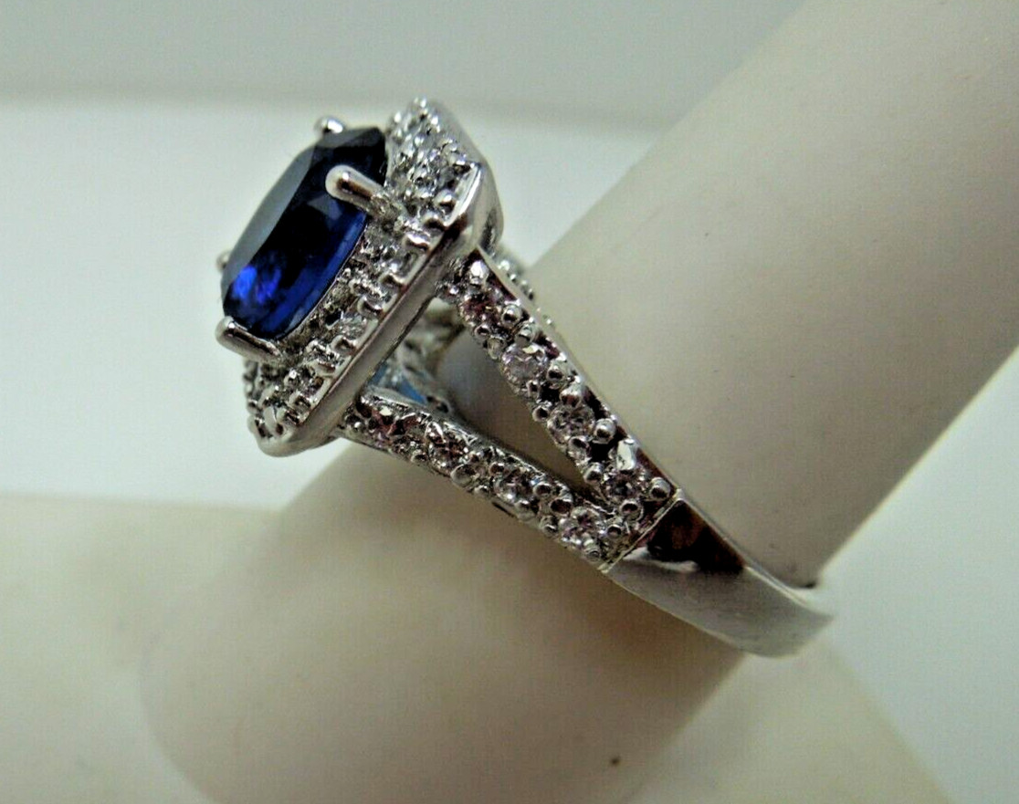 s707 Stunning Solid Sterling Silver Synthetic fau… - image 3