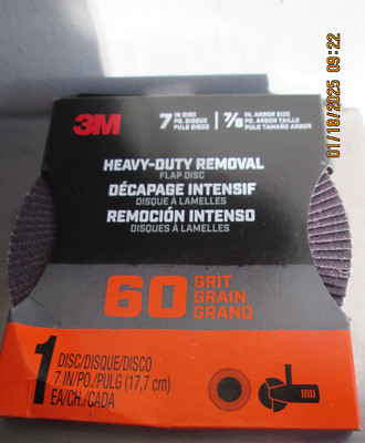 3M Heavy Duty Removal 7 inch Flap Disc, 60 grit, FlpDisc7in60, 1/pk