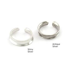 Band Ring Adjustable Antique Silver,Shiny SilverPlated Brass 7US inner size 5053