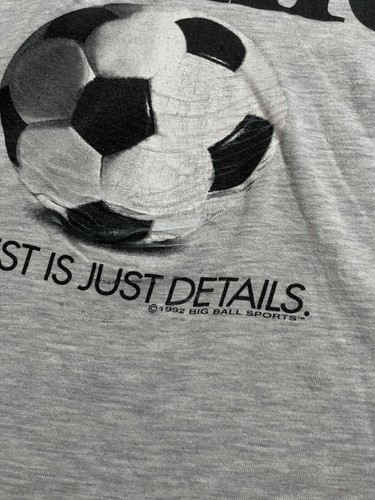 Vintage 90s 1992 Big Ball Sports Soccer Is Life T-Shirt Tee - Picture 6 of 13