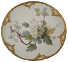 Antique KPM Berlin Art Nouveau Porcelain Tree Leaf Scene Plate Porzellan Teller