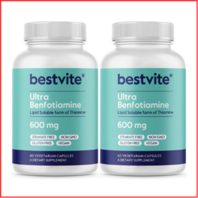 ULTRA BENFOTIAMINE Vegetarian Capsules Non GMO 600mg 60ct 2 Pack BESTVITE