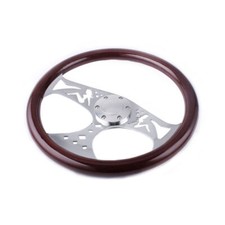 Racing 380mm 15 Classic Wood Grain Deep Dish With Hollow Angel Steering Wheel