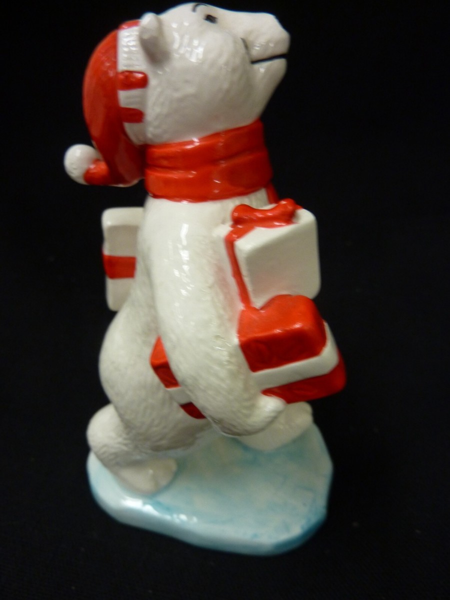 ENESCO COCA COLA VINTAGE 1997 CERAMIC POLAR BEAR CARRYING PRESENTS