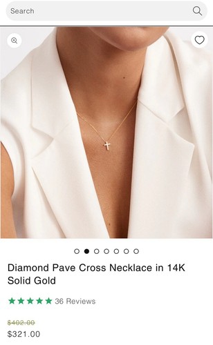 Diamond Pave Cross Pendant in 14K Solid Yellow Gold 18”- %40 DISCOUNT !!! - Picture 5 of 11