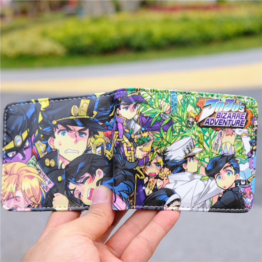 Cartera corta JoJo's Bizzare Adventure Portatarjetas de identificación doble pliegue cremallera monedero