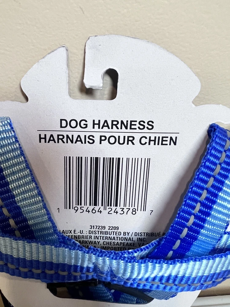 Dog Harness Greenbrier Adjustable 20 in. To 26 in.  Blue Striped Reflective