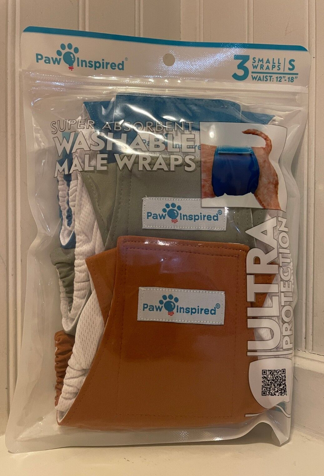 PAW INSPIRED Ultra Protection Washable Male Wraps Reusable Belly Bands 3 Count