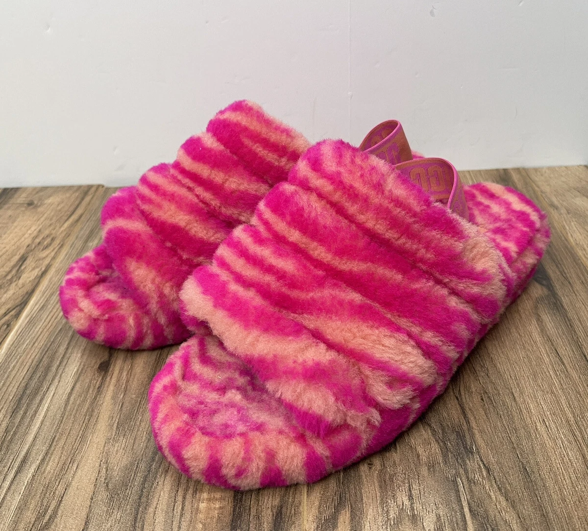 Ugg fluff yeah slide pink zebra outlet