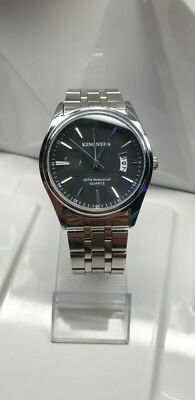 Neu-Kingnuos Business Quarz Herrenarmbanduhr-Silber Edelstahl, Datumanzeige,3ATM