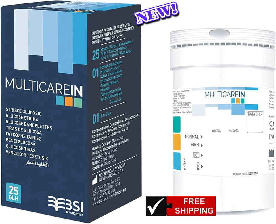 25 strisce strisce MULTICARE-IN strisce reattive per elettrodi trigliceridi s... - Immagine 3 di 3