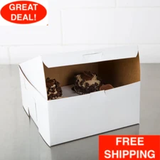 250-Pack 8" x 8" x 4" White Square Paperboard Cake / Bakery Box Made in America