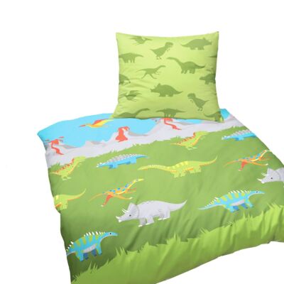 JACK by Bierbaum Kinderbettwäsche Biber 2 tlg 135x200cm Dinosaurier Dino Vulkan