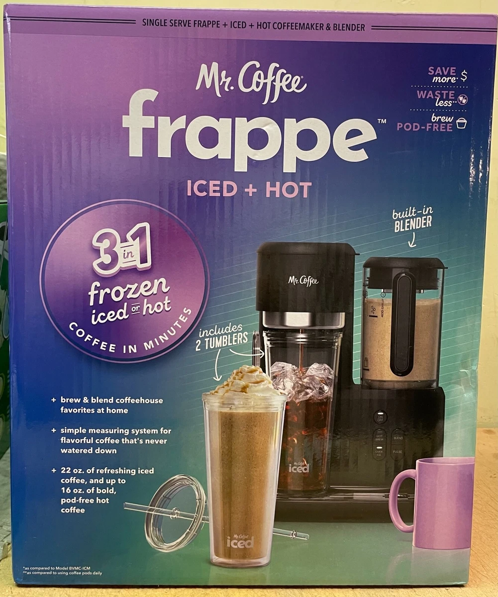 NEW!! Mr. Frappe Iced + Hot 22oz Coffee Machine/Blender + Two Tumblers 53891157872 | eBay