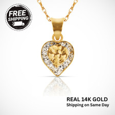 14K Yellow Gold Beautiful CZ Heart Shape Pendant for Women