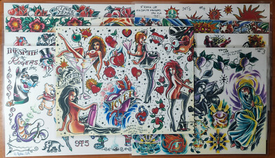1995 RARE Lot Of 9 FRANK LEE Traditional VINTAGE Tattoo Flash