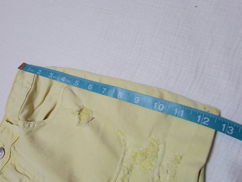 Justice Light Yellow Distressed Mini Mom Short Jean Shorts Size 18 - Picture 9 of 10
