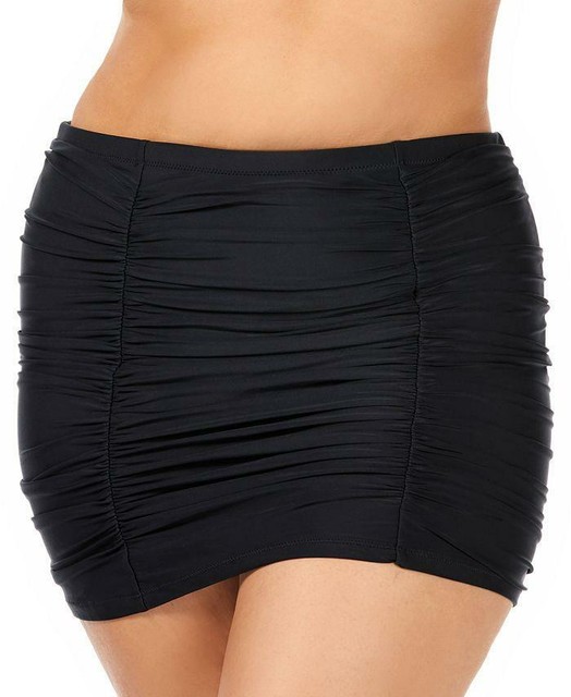 ruched high waist swim skirt