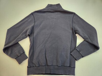 Blue 84 1/4 Zip Mock Collar Sweatshirt Kangaroo Pocket Navy