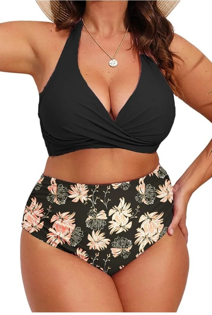 Deep v push sales up bikini top