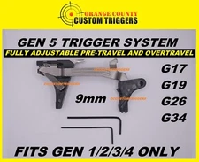 Glock 17 19 26 34  Flat Trigger w/ Gen5 System (Adjustable) Fits Gen 1 2 3 4